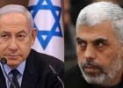 يحيى السنوار رئيس حركة حماس في غزة وبنيامين نتنياهو رئيس الوزراء الاسرائيلي