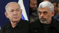 يحيى السنوار رئيس حركة حماس في غزة وبنيامين نتنياهو رئيس الوزراء الإسرائيلي