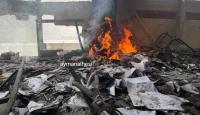 اللحظات الأولى من قصف مدرسة كفر قاسم في مخيم الشاطئ غربي مدينة غزة