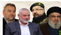 حسن نصر الله وإسماعيل هنية وفؤاد شكر وصالح العروري
