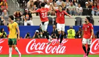 احتفالات لاعبي منتخب مصر في مباراة أستراليا