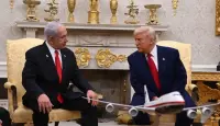 اللقاء الثاني للرئيس الأميركي دونالد ترامب (يمين) ورئيس الوزراء الإسرائيلي بنيامين نتنياهو
