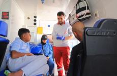 الاجلاء الطبي من مستشفى التأهيل الطبي التابع لجمعية الهلال الاحمر الفلسطيني