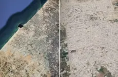 غزة قبل وبعد الحرب (مشهد وثقته خرائط غوغل المحدثة- الأناضول)