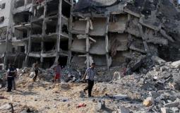إحدى المباني المهدمة بفعل القصف الإسرائيلي على القطاع