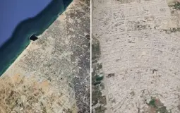 غزة قبل وبعد الحرب (مشهد وثقته خرائط غوغل المحدثة- الأناضول)