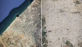 غزة قبل وبعد الحرب (مشهد وثقته خرائط غوغل المحدثة- الأناضول)