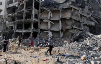 إحدى المباني المهدمة بفعل القصف الإسرائيلي على القطاع