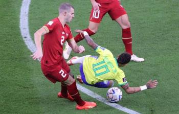 جانب من مباراة البرازيل ضد صربيا