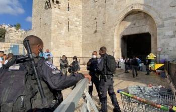 جنود الاحتلال بالقرب من باب العامود في مدينة القدس المحتلة