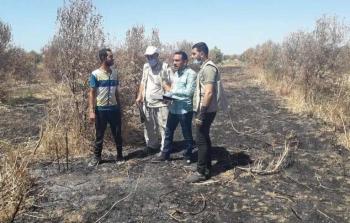 اصحاب اراضي زراعية في غزة يتفقدونها عقب تدميرها من قبل الاحتلال