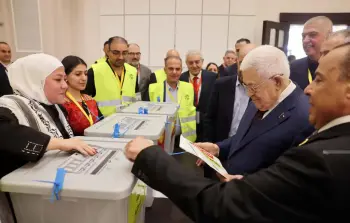 الرئيس محمود عباس خلال انتخابات حركة فتح