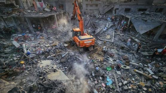 احد أحياء مدينة خان يونس عقب قصف الطيران الاسرائيلي