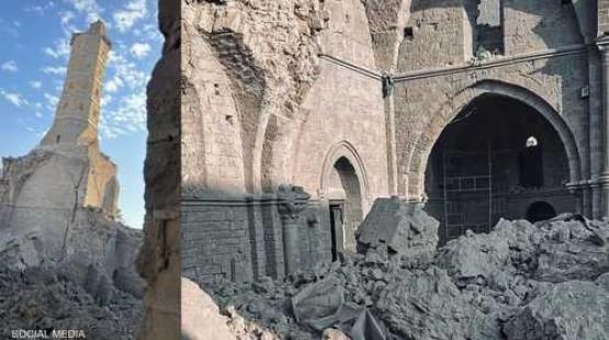 المسجد العمري بغزة بعد تدميره