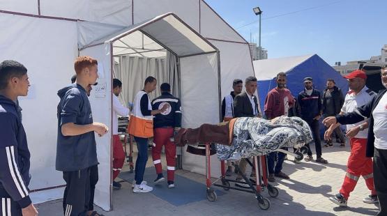 المستشفى الميداني التابع لجمعية الهلال الاحمر الفلسطيني في السرايا