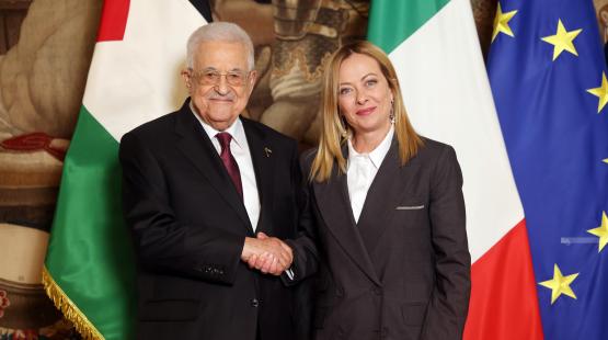 الرئيس محمود عباس مع رئيسة وزراء ايطاليا جورجيا ميلوني