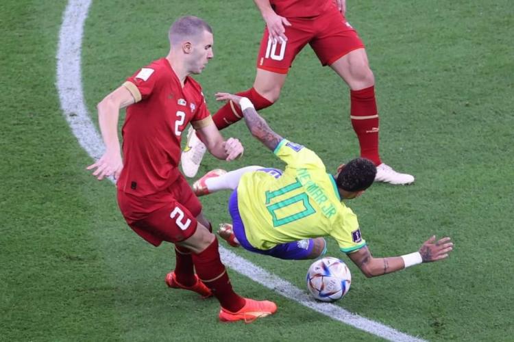 جانب من مباراة البرازيل ضد صربيا