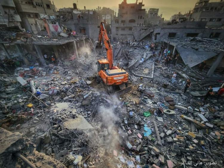 احد أحياء مدينة خان يونس عقب قصف الطيران الاسرائيلي