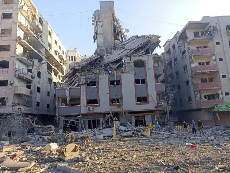 احدى البنايات المدمرة في غزة