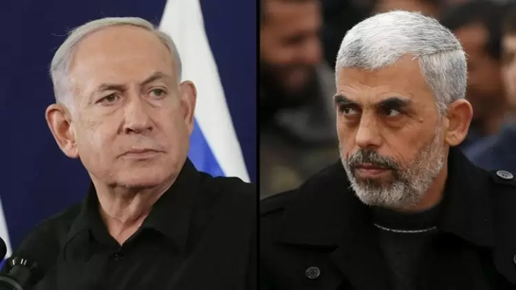 يحيى السنوار رئيس حركة حماس في غزة وبنيامين نتنياهو رئيس الوزراء الإسرائيلي