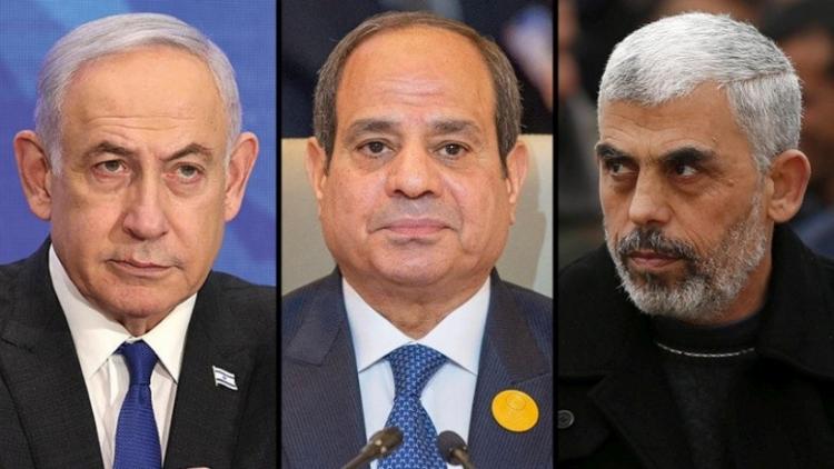 يحيى السنوار، الرئيس المصري، بنيامين نتنياهو