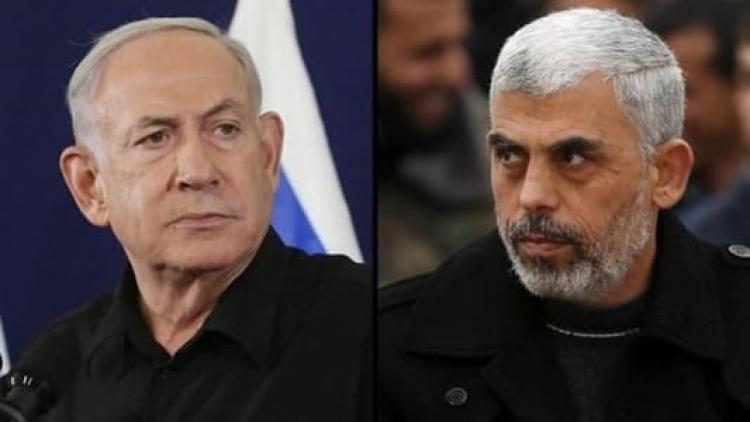 يحيى السنوار رئيس حركة حماس في غزة وبنيامين نتنياهو رئيس الوزراء الاسرائيلي