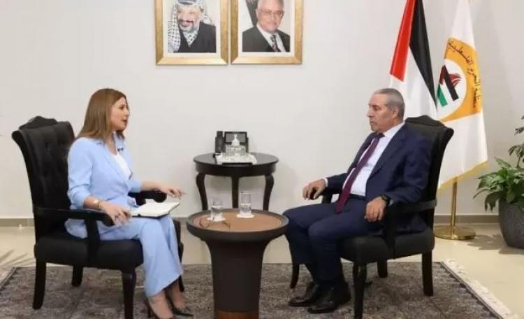 حسين الشيخ خلال لقاء مع قناة العربية - الحدث
