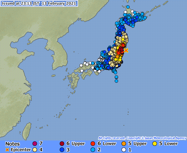 خريطة توضح مركز الزلزال