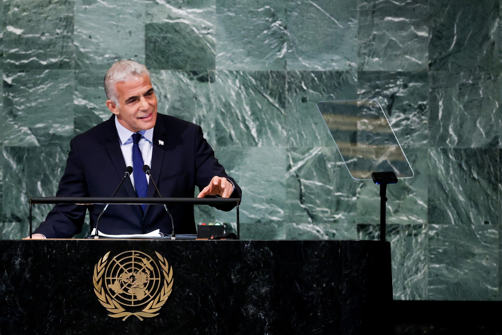 جانب من كلمة رئيس الوزراء الإسرائيلي يائير لابيد امام الجمعية العامة للأمم المتحدة